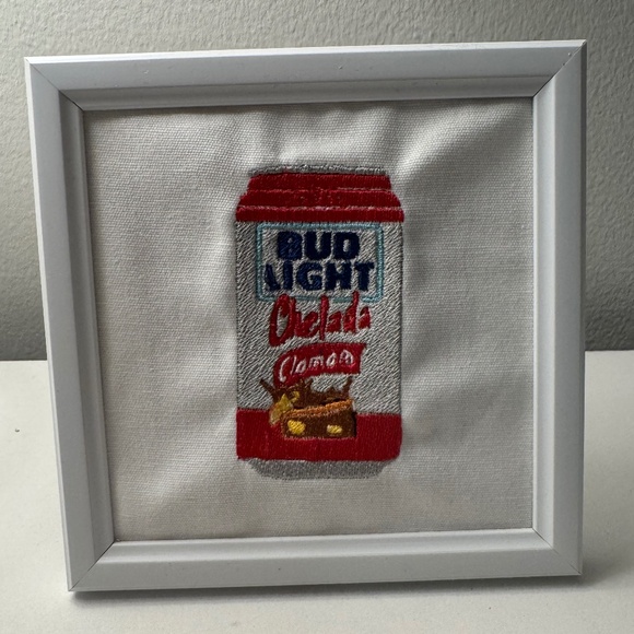 Handmade Other - Tomato Beer Can Embroidered Picture Frame Decor | Funny Bar Kitchen Wall Art